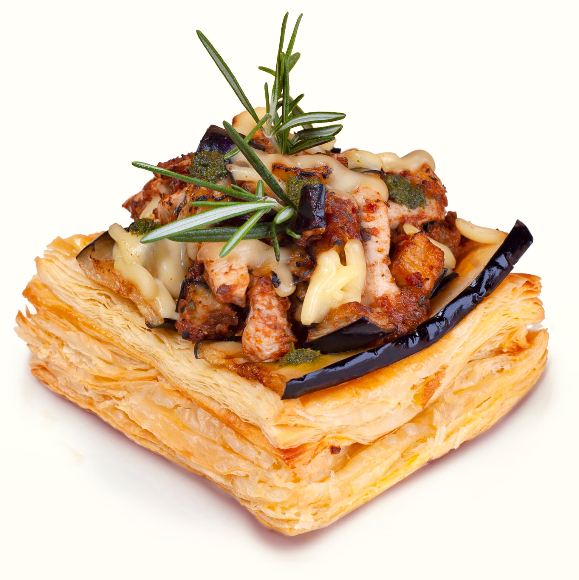 Chicken, Aubergine & Pesto Puff